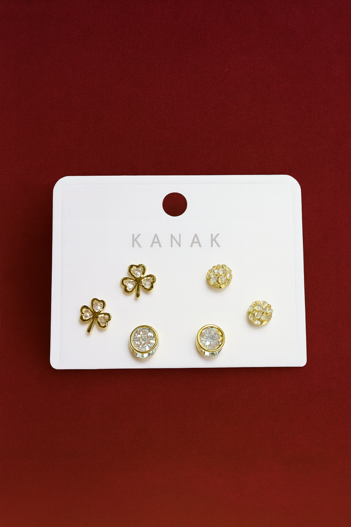 Clover & Crystal Studs Set – 925 Silver