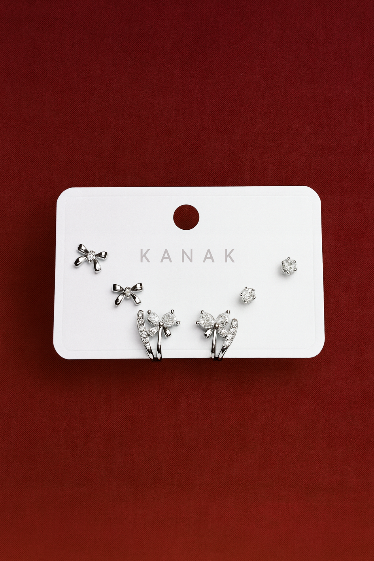 Silver Bow & Crystal Studs Set – 925