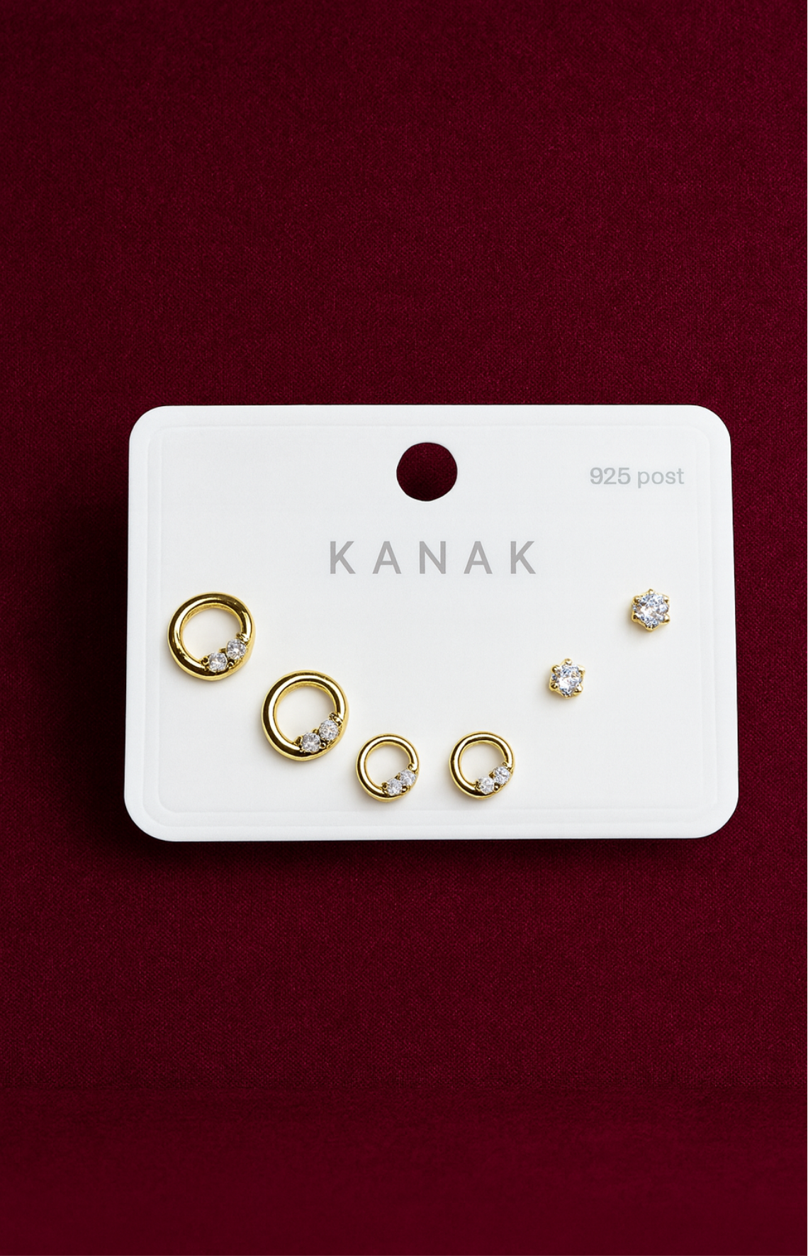 Circular Crystal Studs Set – 925 Silver