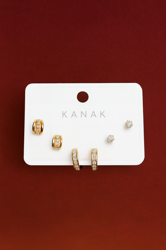 Crystal Hoop & Studs Set – 925 Silver