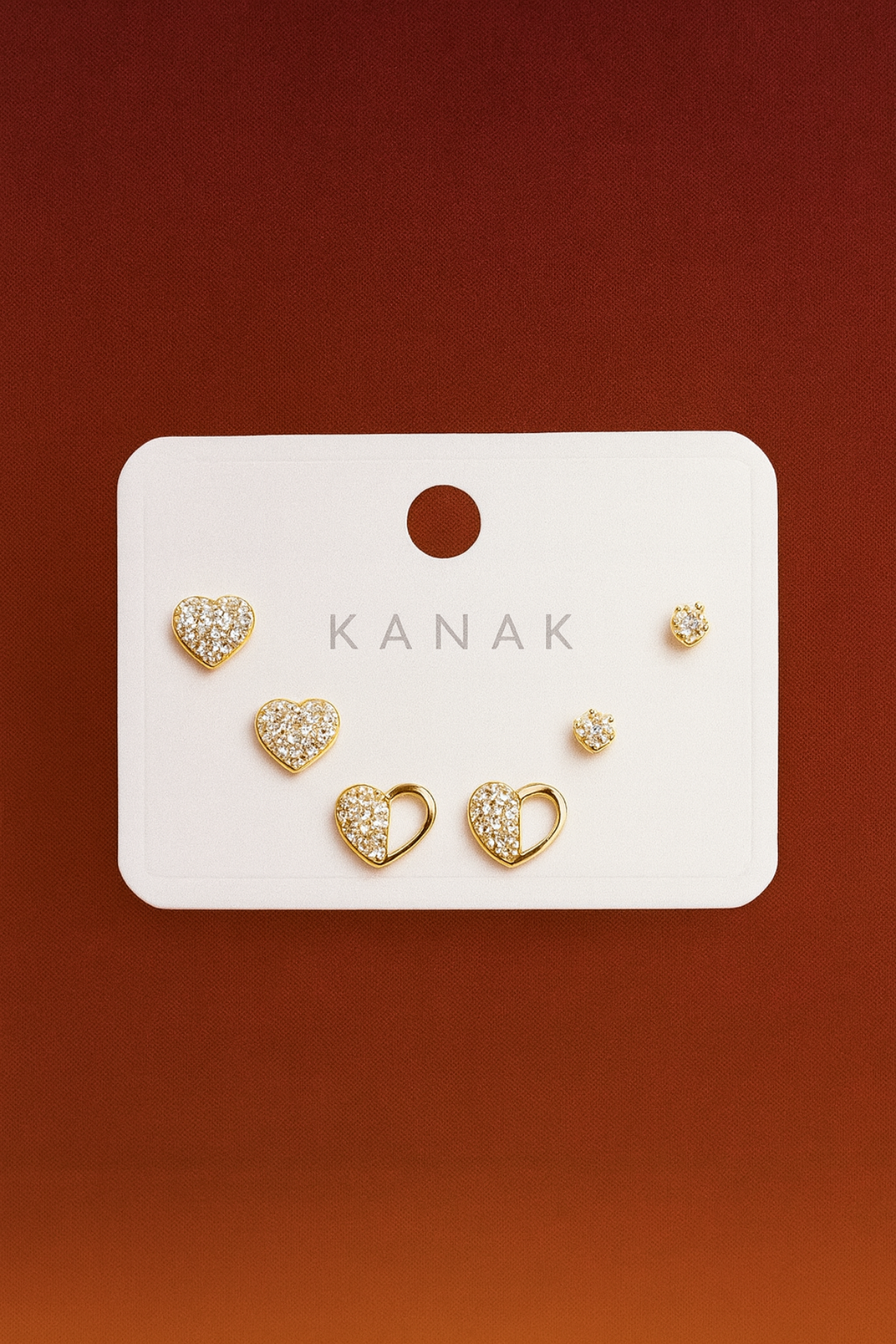 Sparkling Heart Studs Set – 925 Silver