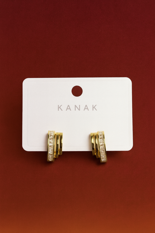 Triple Band Baguette Hoop Earrings – 925 Silver