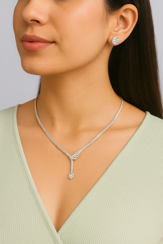Elegant Crystal Drop Necklace & Earrings Set