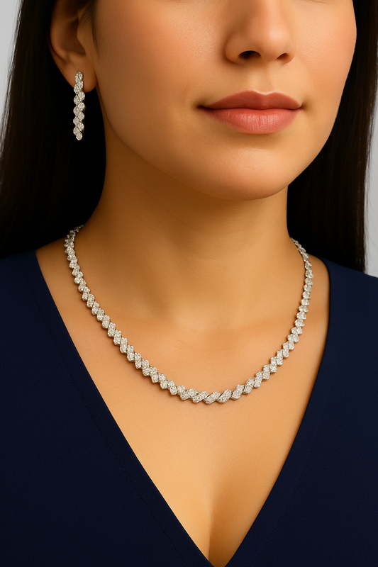 Diamond-Cut Crystal Necklace & Earrings Set