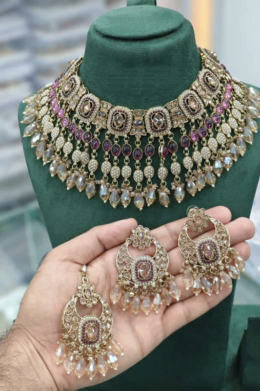 Grand Ruby and Polki Choker Necklace Set