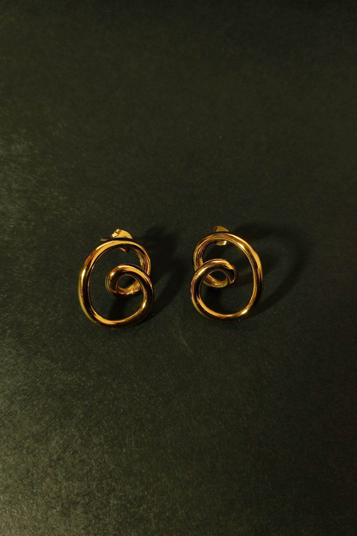 Golden Spiral Statement Stud Earrings