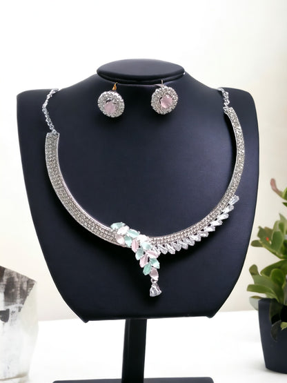 Exquisite Diamond Necklace Set with Pastel Accents