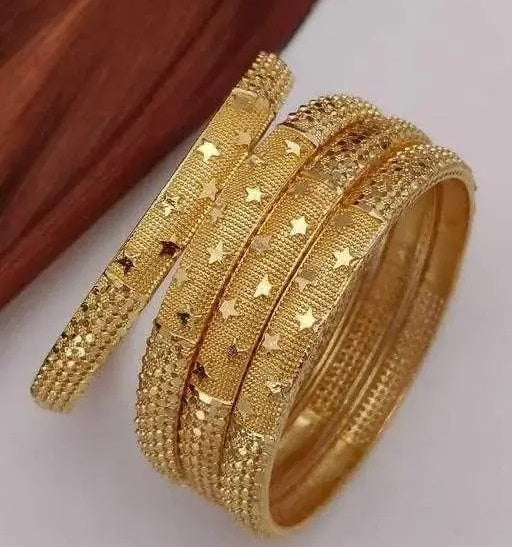 Star-Bangles-4 Pc-Adjustable-Gold-Set
