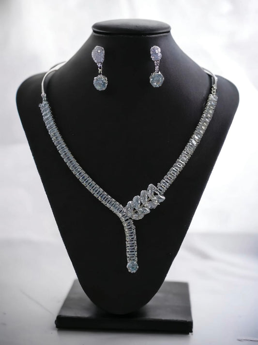 Elegant Crystal Drop Necklace & Earrings Set - Timeless Radiance for Special Occasions