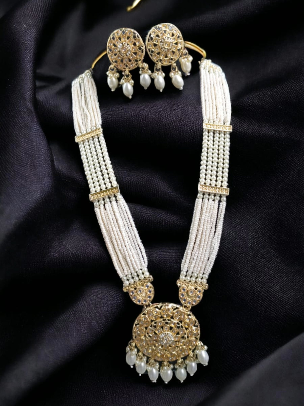 Gold Filigree and Multi-Strand Pearl Necklace Set